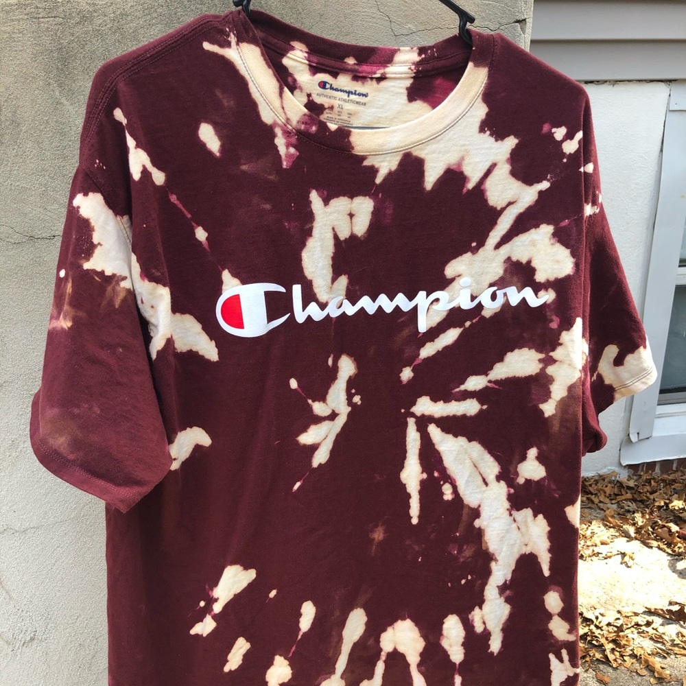 Vintage Champion Logo Bleach Dyed Tee XL